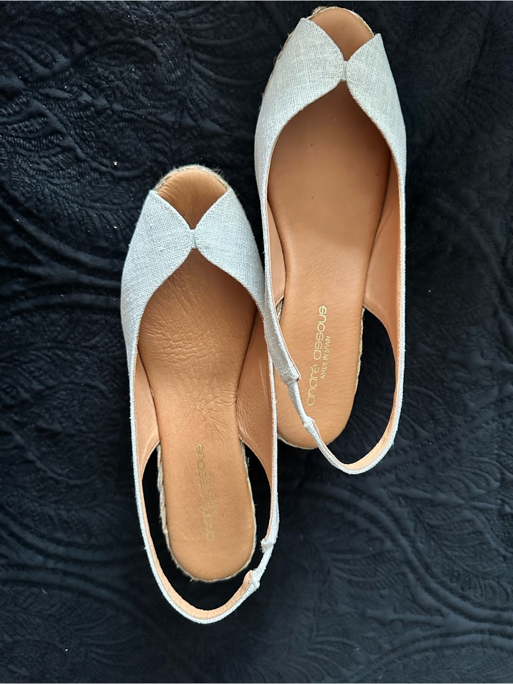 Andre Assous Light Beige Slingback Espadrille Wedges - Picture 2 of 14